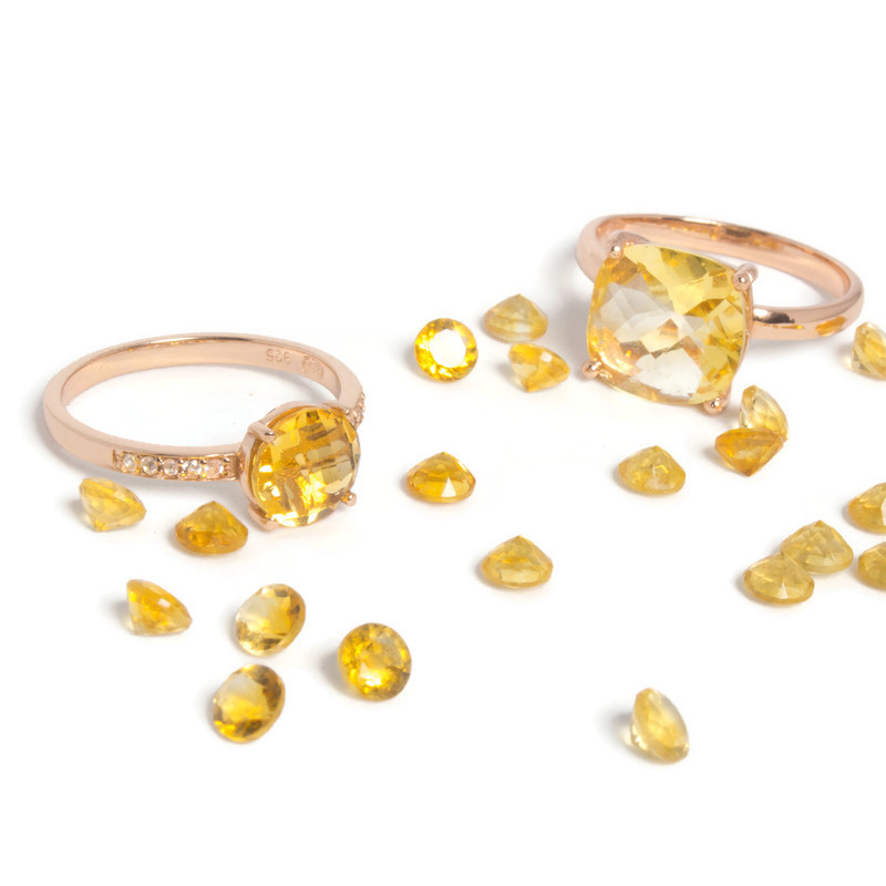 Bagues argent 925 doré et citrines