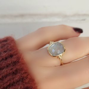 Bague Antik Argent doré et aigue marine