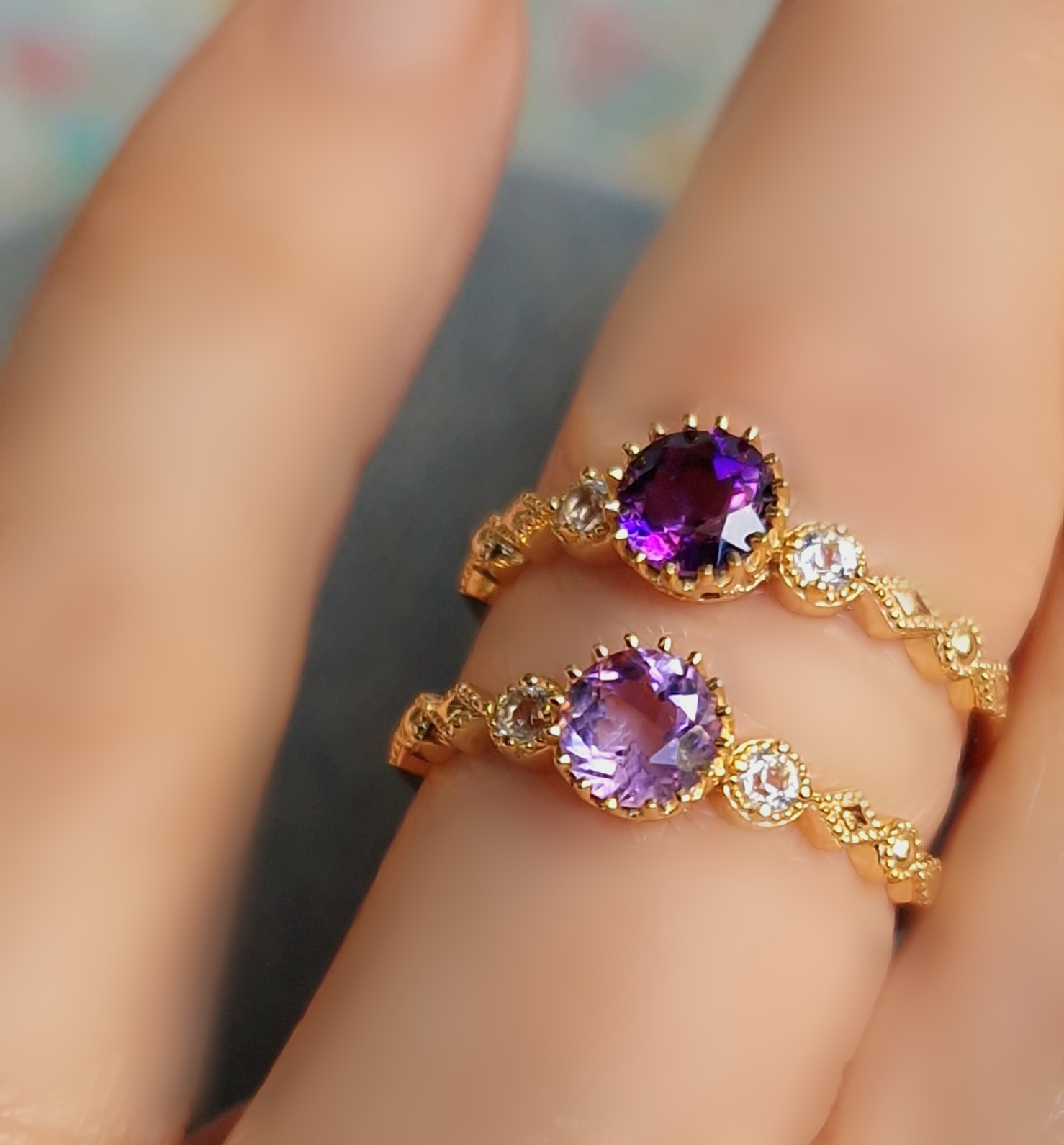 Bagues Tiara améthyste lavande et améthyste Bagues Tiara améthyste lavande et améthyste