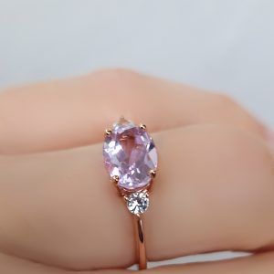 Bague Délicieuse argent doré or rose et améthyste lavande claire